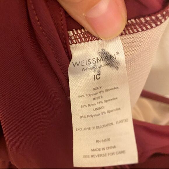 WEISSMAN Elite Dance Costume burgundy romper leotard jumper Islands MJ11095 IC - Picture 4 of 9